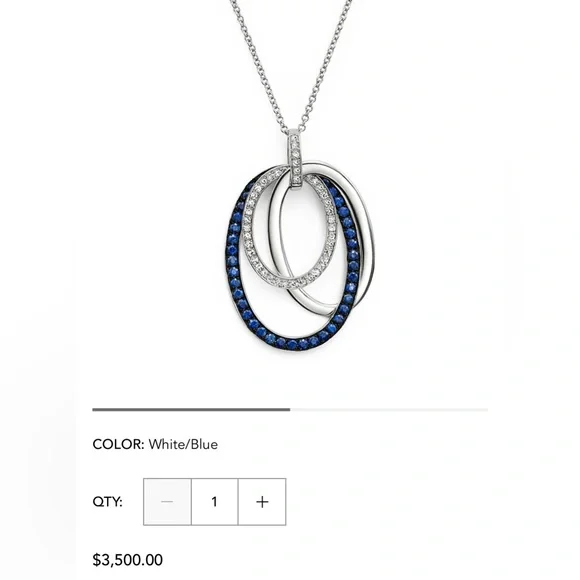 Bloomingdale’s Blue Sapphire and diamond white gold neckless - Picture 3 of 7